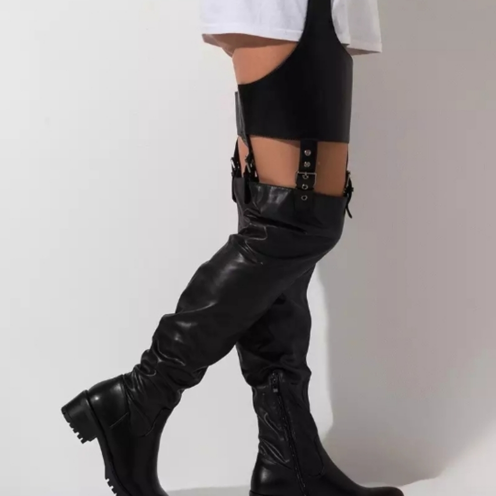 - Thigh high belted boots/final sale